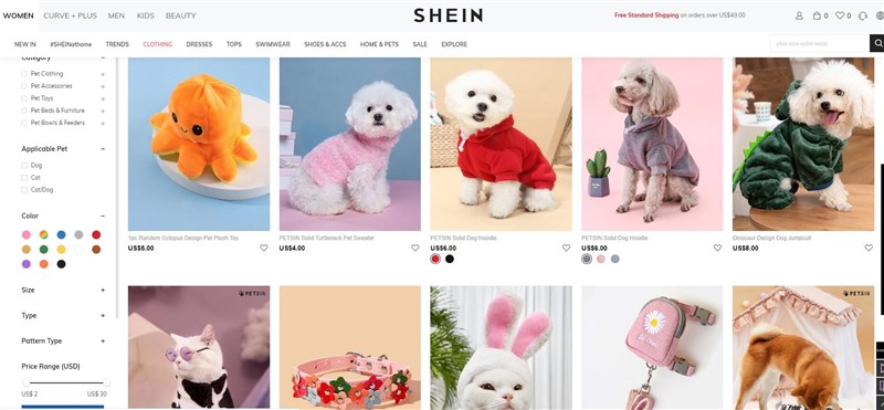 不再“单纯”快时尚，SHEIN进军宠物用品市场